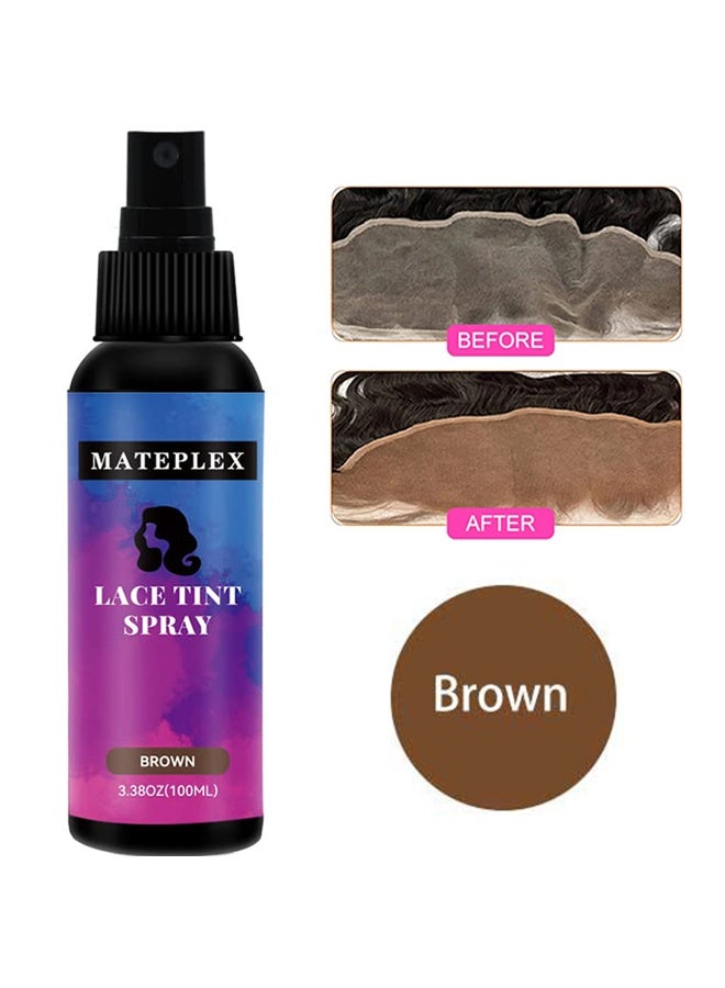 MATEPLEX Lace Tint Spray，For Wigs Natural Brown Root Touch Up Hair Spray Long Lasting Fast Drying Lace Melt Spray Concealer For Hair Wigs Finishing Edge Control For Women Toupees Hairpieces (Brown - 100ML) - Image 2