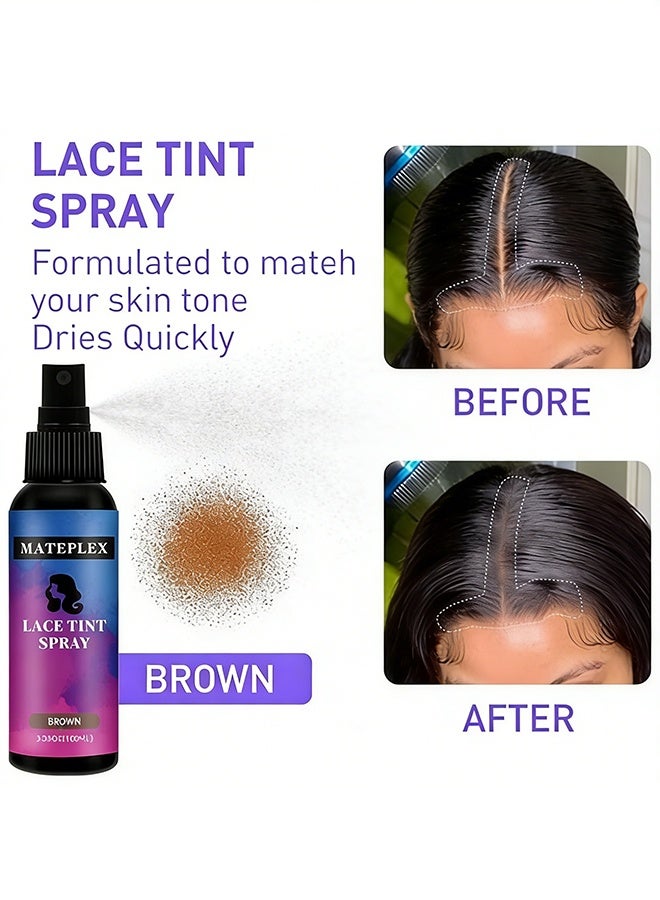 MATEPLEX Lace Tint Spray，For Wigs Natural Brown Root Touch Up Hair Spray Long Lasting Fast Drying Lace Melt Spray Concealer For Hair Wigs Finishing Edge Control For Women Toupees Hairpieces (Brown - 100ML) - Image 4