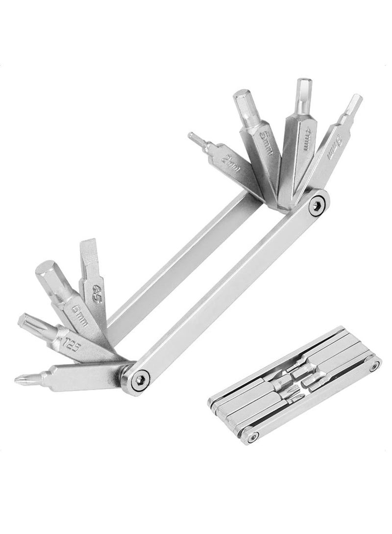 Y&D Bike Repair Multitool Kit, 8 in 1 Mini Lightweight Stainless Steel Tool With 2/3/4/5/6mm Hex Key, Screwdriver, T25 Wrench for Mountain Bicycle Road - Image 1