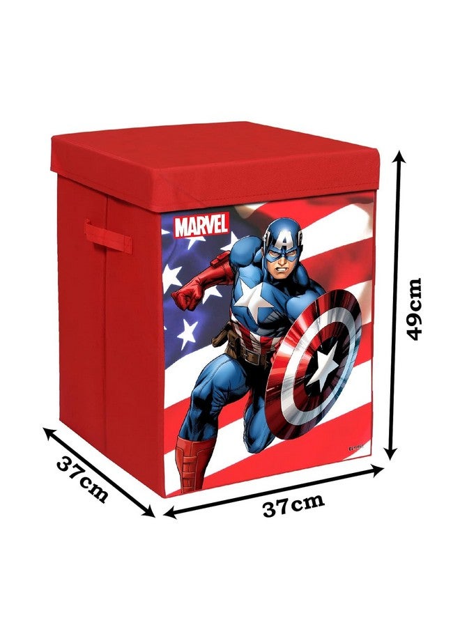Kuber Industries Foldable Laundry Basket for Clothes with Lid | Marvel Captain America Print | Cloth Storage Box for Washing | Toy Storage Organizer | 45 LTR | Red - Image 3