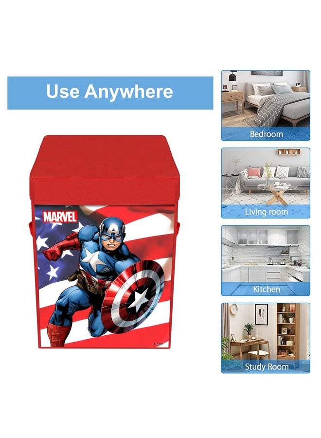 Kuber Industries Foldable Laundry Basket for Clothes with Lid | Marvel Captain America Print | Cloth Storage Box for Washing | Toy Storage Organizer | 45 LTR | Red - Image 5