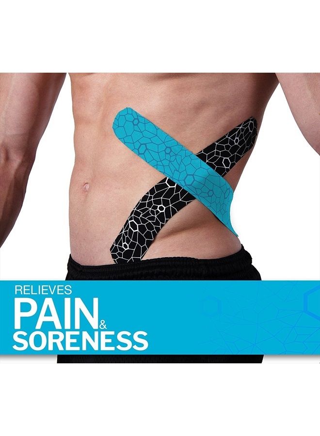 TheraBand Kinesiology Tape, Waterproof Physio Tape for Pain Relief, Muscle & Joint Support, Standard Roll with XactStretch Application Indicators, 2 Inch x 16.4 Foot Roll, Blue/Blue - Image 2