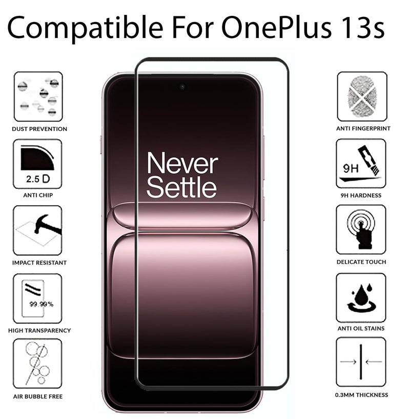FabeKee Tempered Glass Screen Protector Compatible For OnePlus 13s Black Cellphone With Edge-To-Edge Protector Coverage And Easy Installation Kit - Image 3