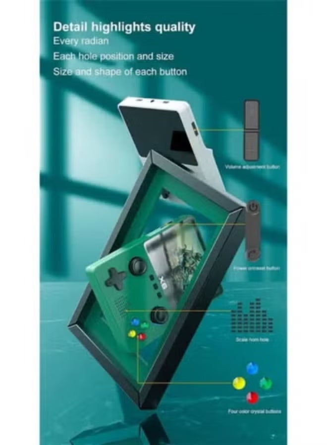 X6 Handheld Game Console, 3.5-inch IPS HD Display, 64GB Storage, Dual Joystick, Green - Image 2
