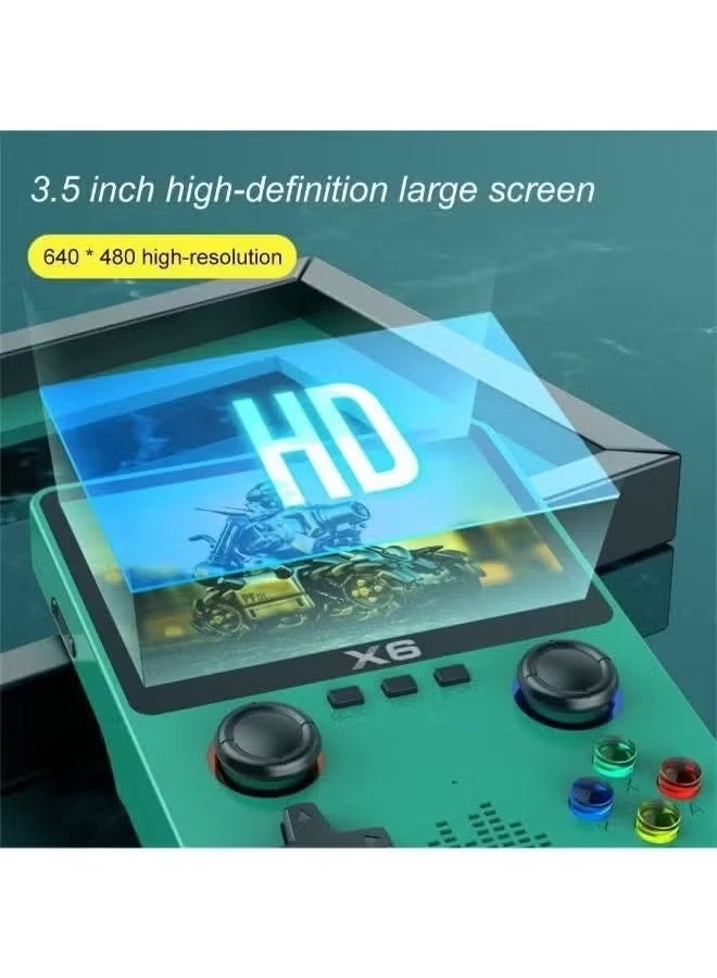 X6 Handheld Game Console, 3.5-inch IPS HD Display, 64GB Storage, Dual Joystick, Green - Image 5