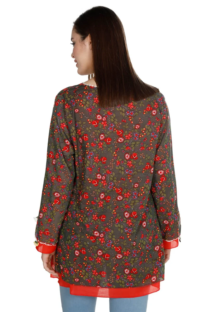 اليش شيل بيزي Long Sleeve Ceyda Voile Blouse Green 6170