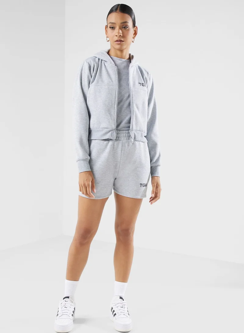 The Giving Movement Lounge Crop Zip Sweat Top