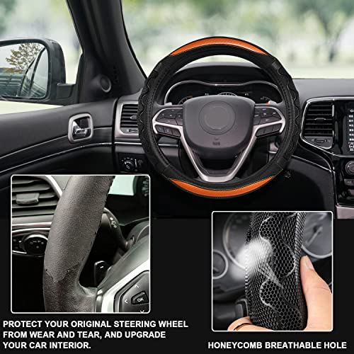 GIANT PANDA Steering Wheel Cover for Jeep Wrangler, Car Steering Wheel Cover for Jeep Grand Cherokee and Cherokee - Orange - Image 3