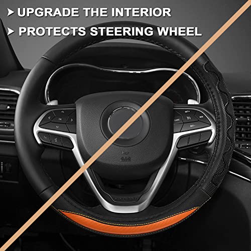 GIANT PANDA Steering Wheel Cover for Jeep Wrangler, Car Steering Wheel Cover for Jeep Grand Cherokee and Cherokee - Orange - Image 5