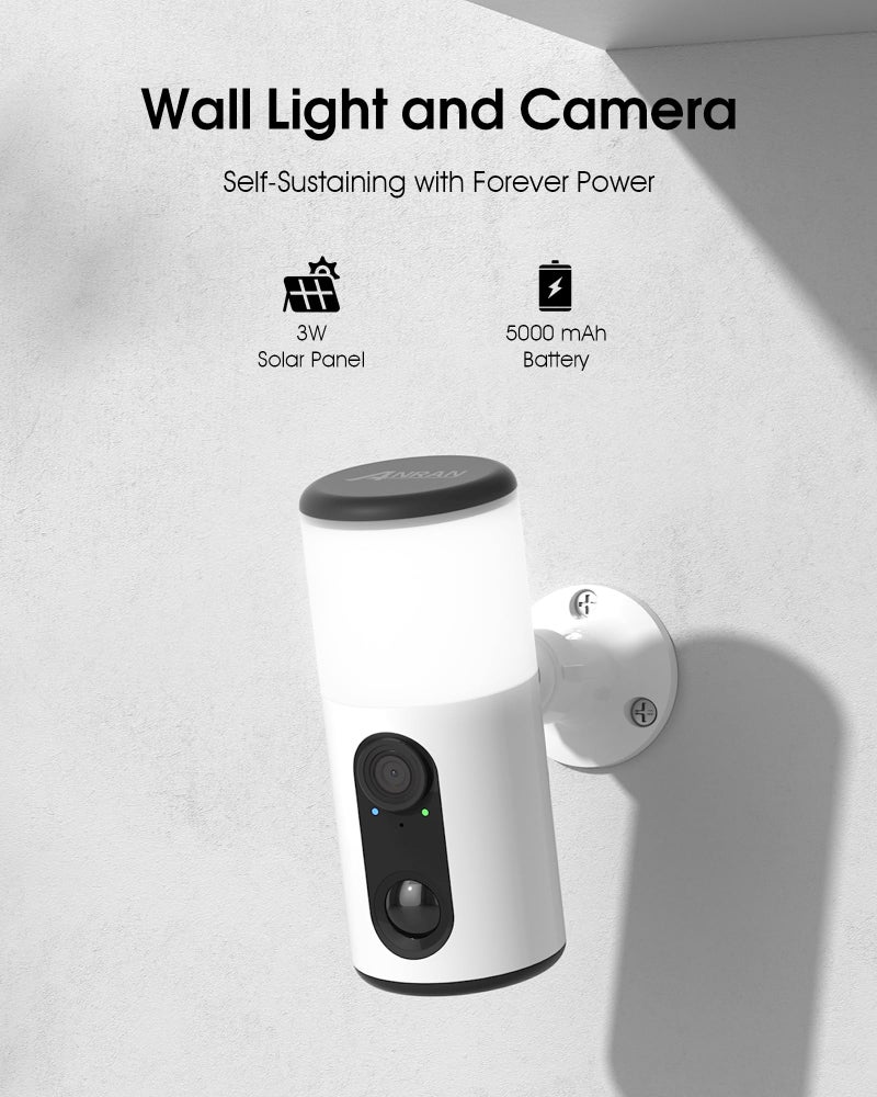 ANRAN Solar Security Cameras Wireless Outdoor with Light,2K Porch Floodlight Camera with Color Night Vision & AI Motion Detection,2-Way Talk Spotlight Siren Alarm,Compatible with Alexa,2PCS - Image 2