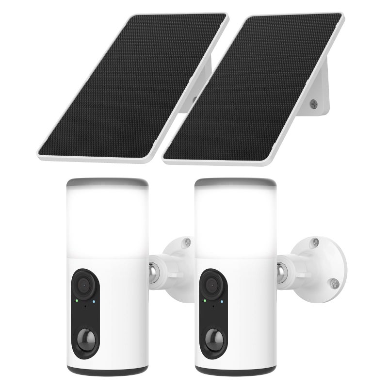 ANRAN Solar Security Cameras Wireless Outdoor with Light,2K Porch Floodlight Camera with Color Night Vision & AI Motion Detection,2-Way Talk Spotlight Siren Alarm,Compatible with Alexa,2PCS - Image 1