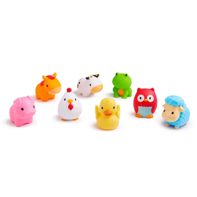 Munchkin Baby Bath Toy Squirts for Babies and Toddlers 9 Months and Up, Farm Animal Squirters, 8 Pack - Image 1