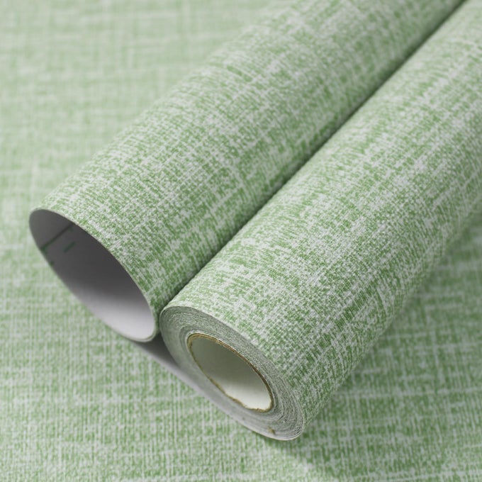 GRASSCLOTH PEEL AND STICK WALLPAPER 157IN X 787IN TEXTURED CONTACT PAPER FOR CABINETS FAUX LINEN WALL PAPER PULL AND STICK FABRIC VINYL WALLPAPER SELF ADHESIVE LIGHT GREEN