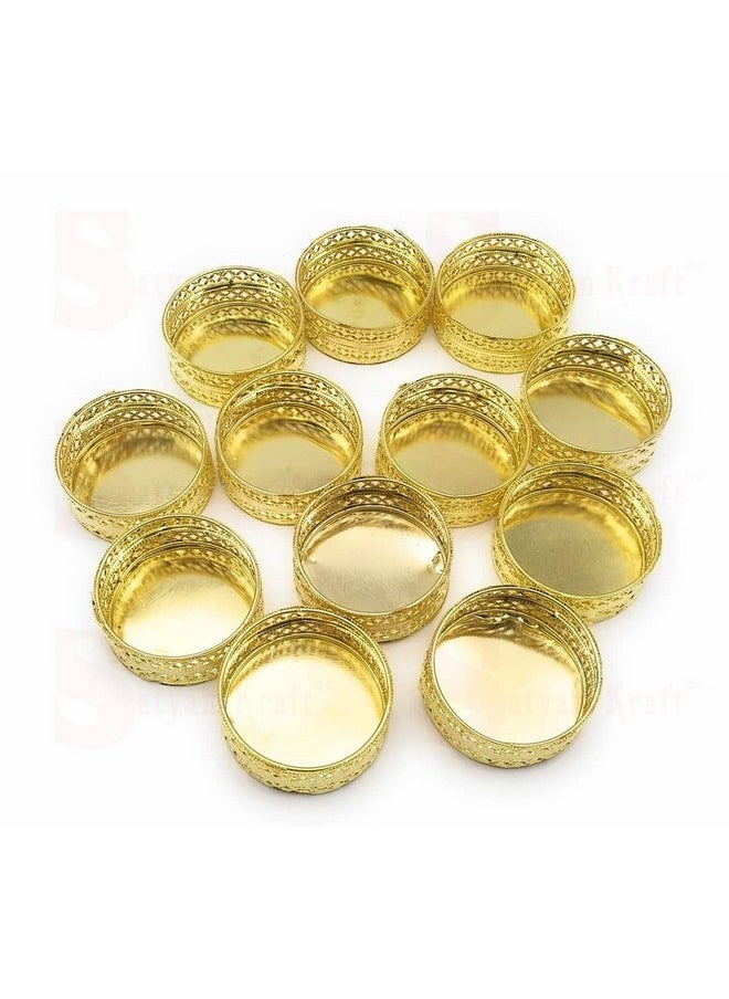 SATYAM KRAFT 12 Pcs Tealight Candle Holder Stands Round for Pooja thali Decoration Candle Stand Diya Stand for All Festive Pooja,Anniversary,Christmas,Wedding Decoration Item (Pack of 12, Golden) - pzsku/ZE6B92A5BFE30A6C14E29Z/45/_/1740118091/487bc96e-3ea0-43ec-9e3a-28224844a51f