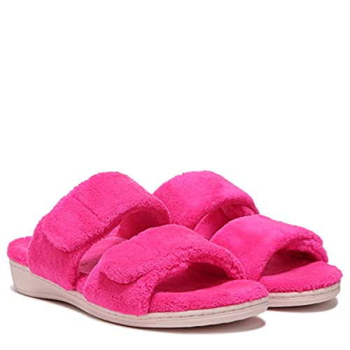 Vionic Women's Indulge Dessie Slipper - Ladies Comfortable Cozy Adjustable House Slippers with Concealed Orthotic Arch Support Pink Glo 10 Medium - Image 2