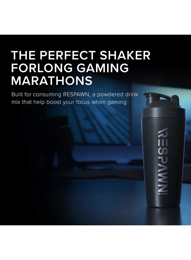 RESPAWN By Razer Stainless Steel Shaker - Black - Dual-Insulated Shaker Cup - Built-In Grate - Locking Cap - 20oz - Image 2