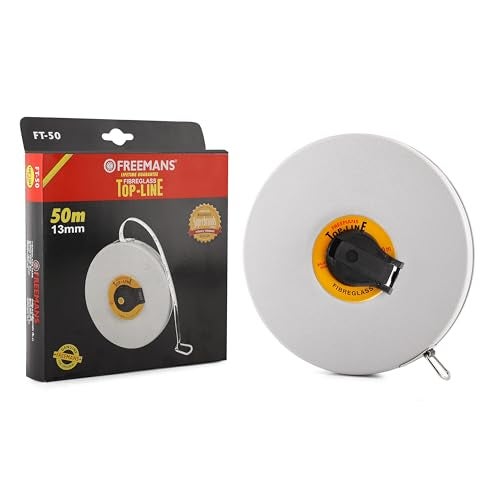FREEMANS FT50 Fiberglass Top Line Measuring Tape - 50m/165ft || Case Reinforced with Stainless Steel Band || Durable Winding Mechanism Handle and Stainless Steel Mouth with End Hook - Image 2