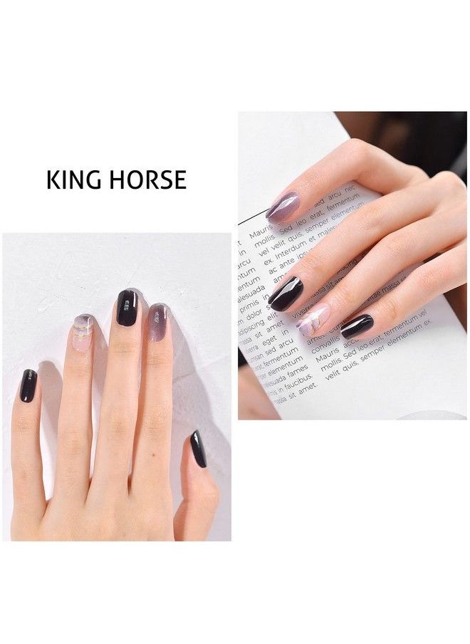 King Horse شرائط جل أظافر شبه معالجة بمصباح أظافر بالأشعة فوق البنفسجية 36 ملصقًا بجودة الصالون، شرائط طلاء أظافر جل مقاومة للماء، شرائط أظافر تدوم 14 يومًا للنساء  - Image 3
