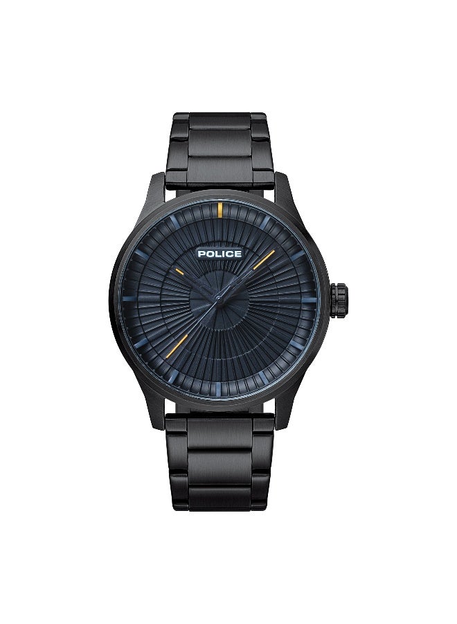 POLICE Men Jet Black Stainless Steel Bracelet Analog Watch for Men, 44mm - Image 1