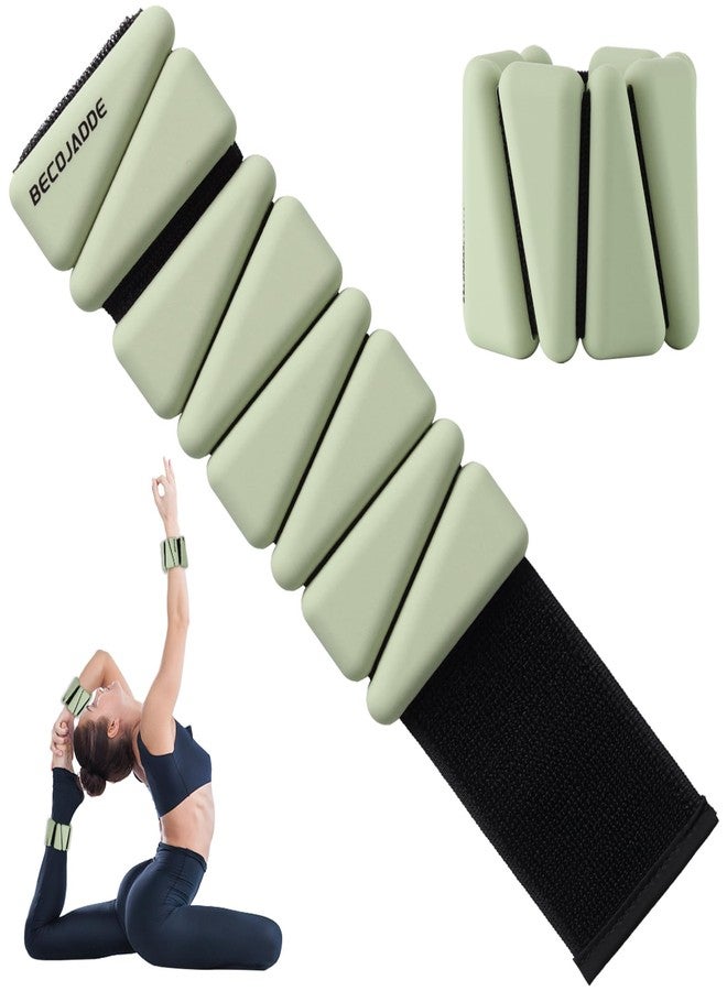 BECOJADDE Wrist Ankle Weights Adjustable Training Intensity for Strength Training Walking Running Yoga Pilates Jogging for Women Men Set of 2 (1lb Each), Yellow-green - Image 1