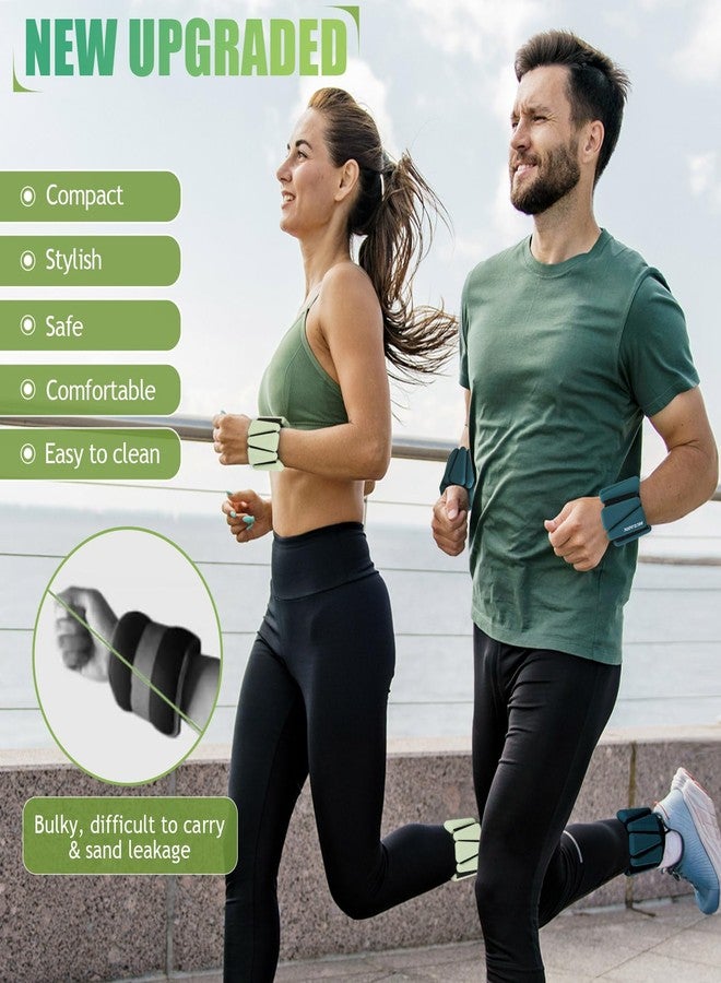 BECOJADDE Wrist Ankle Weights Adjustable Training Intensity for Strength Training Walking Running Yoga Pilates Jogging for Women Men Set of 2 (1lb Each), Yellow-green - Image 2