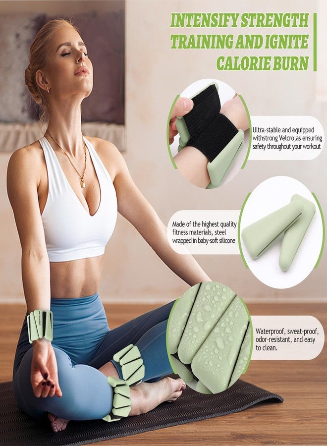 BECOJADDE Wrist Ankle Weights Adjustable Training Intensity for Strength Training Walking Running Yoga Pilates Jogging for Women Men Set of 2 (1lb Each), Yellow-green - Image 3