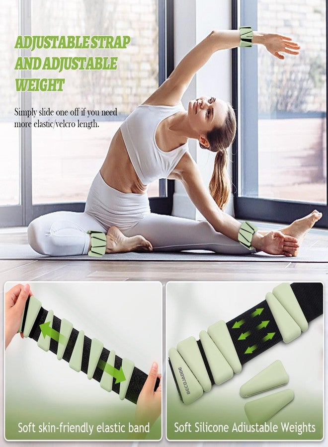 BECOJADDE Wrist Ankle Weights Adjustable Training Intensity for Strength Training Walking Running Yoga Pilates Jogging for Women Men Set of 2 (1lb Each), Yellow-green - Image 5