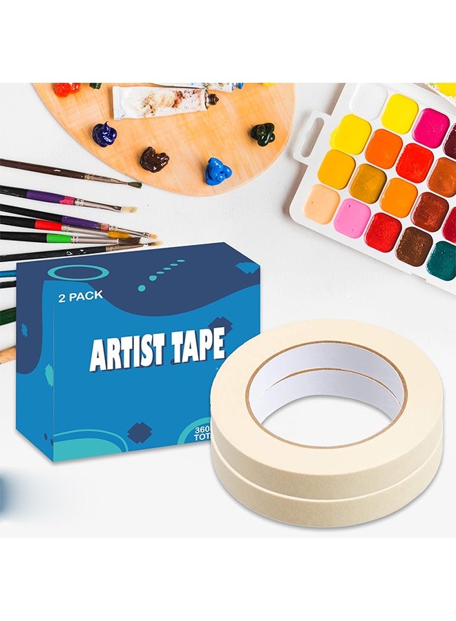 2 Pack White Artist Tape, Art Masking Artist Tape for Watercolor Painting Drafting Canvas Framing, Acid Free Low Tack Masking Tape 1 Inch Wide 40M  Long Total - Image 5