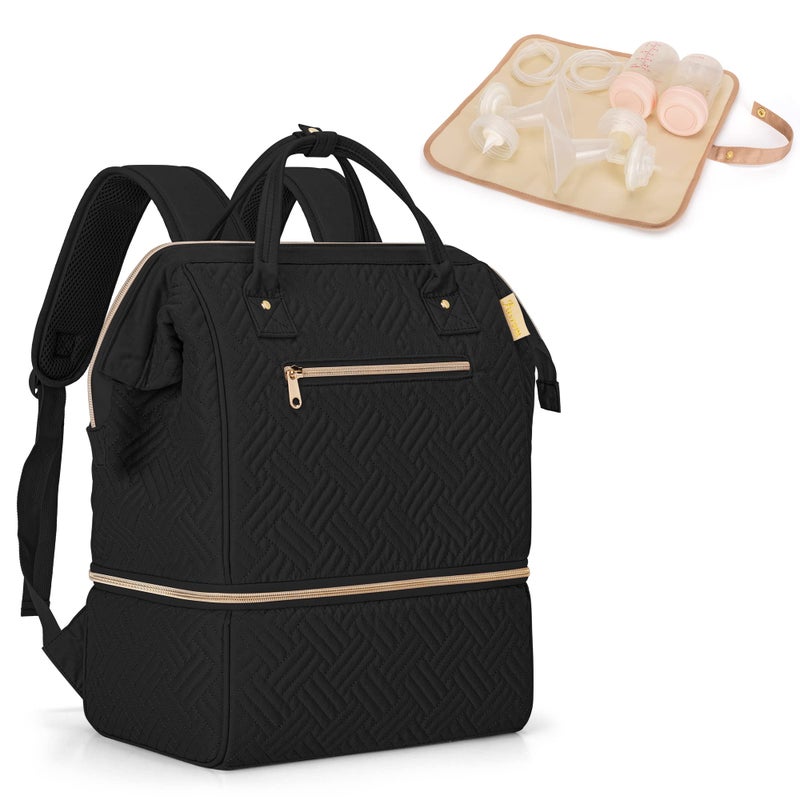 Fasrom Fasrom Breast Pump Bag Backpack with Cooler Compatible with Spectra S1 S2 and Medela Pumps Wearable Pumping Bag with Waterproof Mat for Working Moms Black Patent Design 