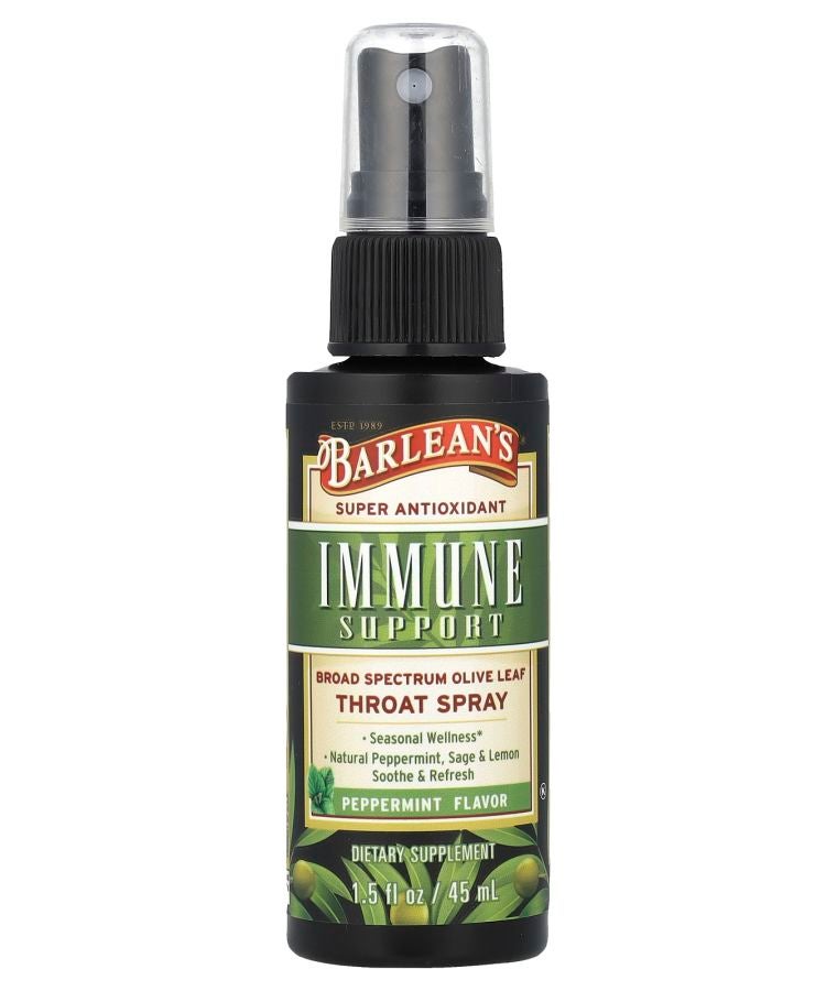 Immune Support Broad Spectrum Olive Leaf Throat Spray Peppermint 1.5 fl oz (45 ml)
