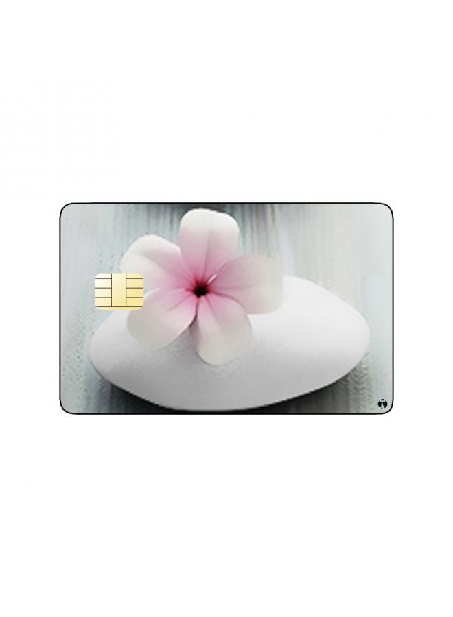 RKN PRINTED BANK CARD STICKER Beautiful White Rocks Picture With Pink Flowers - Image 2