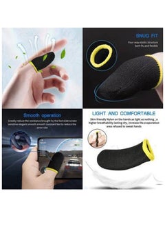 Generic Carbon Fiber Finger Sleeves For PUBG Mobile Games Contact Finger Sleeve - Black+yellow  - Image 2
