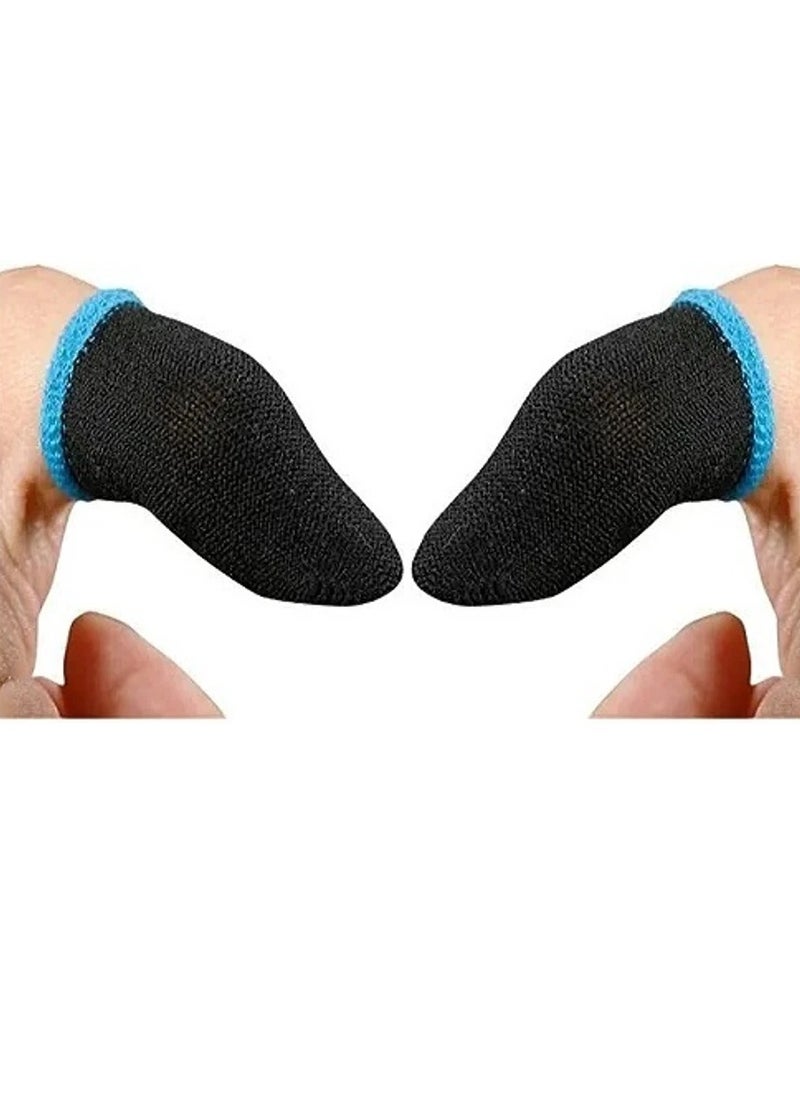 Generic - Carbon Fiber Finger Sleeves For PUBG Mobile Games Contact Finger Sleeve - Black+Blue - Image 1