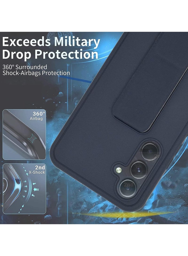 Denx Samsung Galaxy A15 Case with Kickstand and Magnetic Holder, Premium Vertical Strap and Grip with Silicone Holder, multiple viewing positions for Samsung Galaxy A15 (Dark Blue) - Image 5