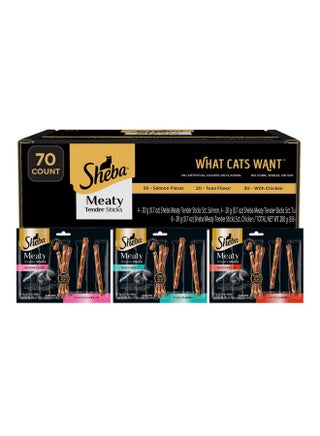 Sheba Meaty Tender Sticks Soft Cat Treats with Chicken, Tuna Flavor, and Salmon Flavor, 0.14 oz., 70 Count - pzsku/ZE6B9B8417E2214C79CB9Z/45/1745226644/d8236387-b258-46ba-8c33-46cf7de7fe9f