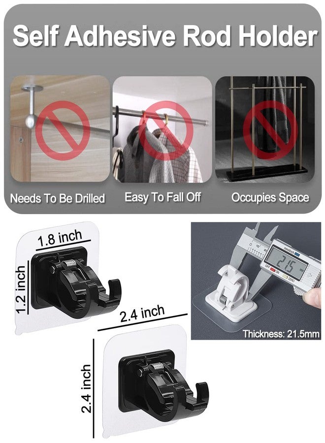 Tendiren Curtain Rod Bracket No Drilling 16pcs, Self Adhesive Nail Free Curtain Rod Wall Brackets Hooks, Adjustable Drapery Towel Holder Fixing Hook for Home Bathroom Kitchen and Hotel Use (Black) - Image 4