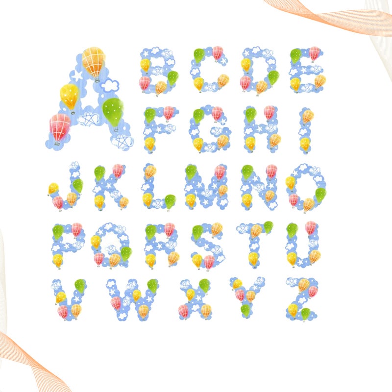 4 Sheets Alphabet Wall Sticker Hot Air Balloon Wallpaper Unique Wall Decal Decorative Sticker for Home Kids Room - Image 2