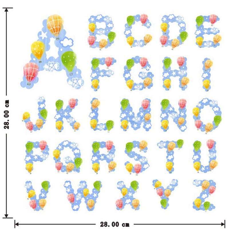 4 Sheets Alphabet Wall Sticker Hot Air Balloon Wallpaper Unique Wall Decal Decorative Sticker for Home Kids Room - Image 3