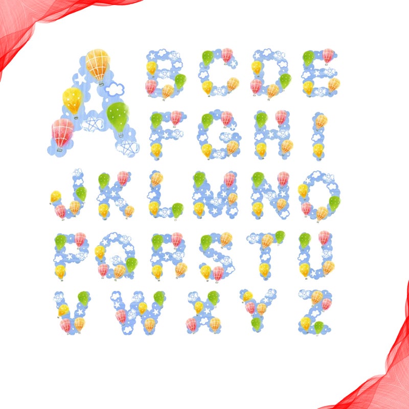 4 Sheets Alphabet Wall Sticker Hot Air Balloon Wallpaper Unique Wall Decal Decorative Sticker for Home Kids Room - Image 4