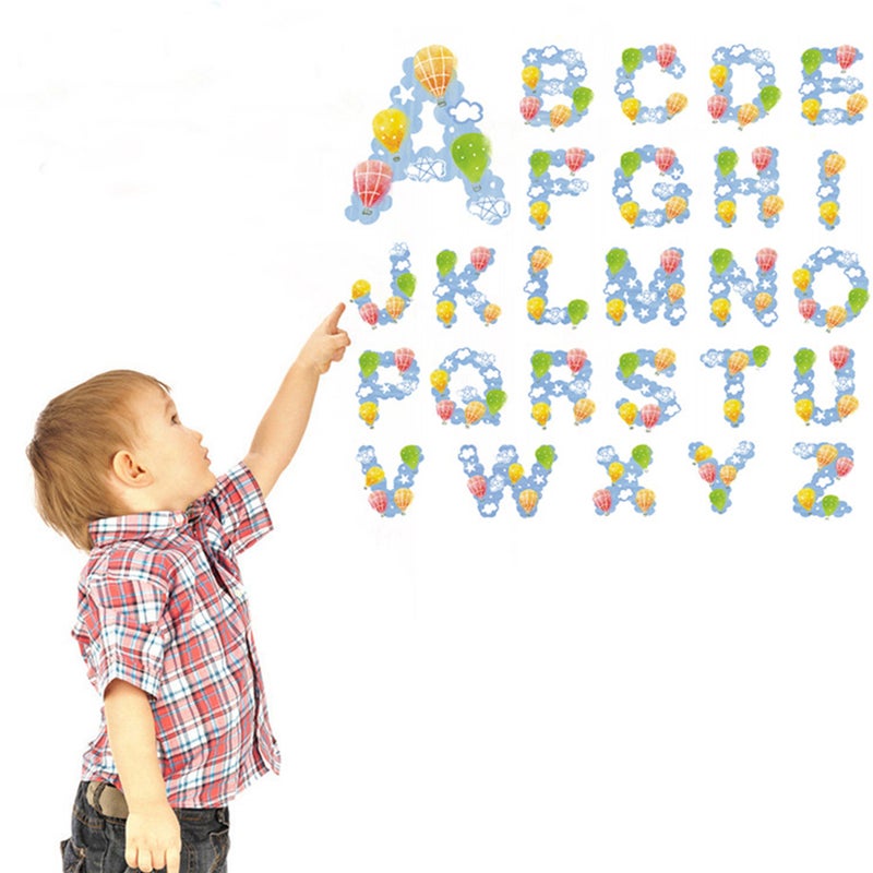 4 Sheets Alphabet Wall Sticker Hot Air Balloon Wallpaper Unique Wall Decal Decorative Sticker for Home Kids Room - Image 5