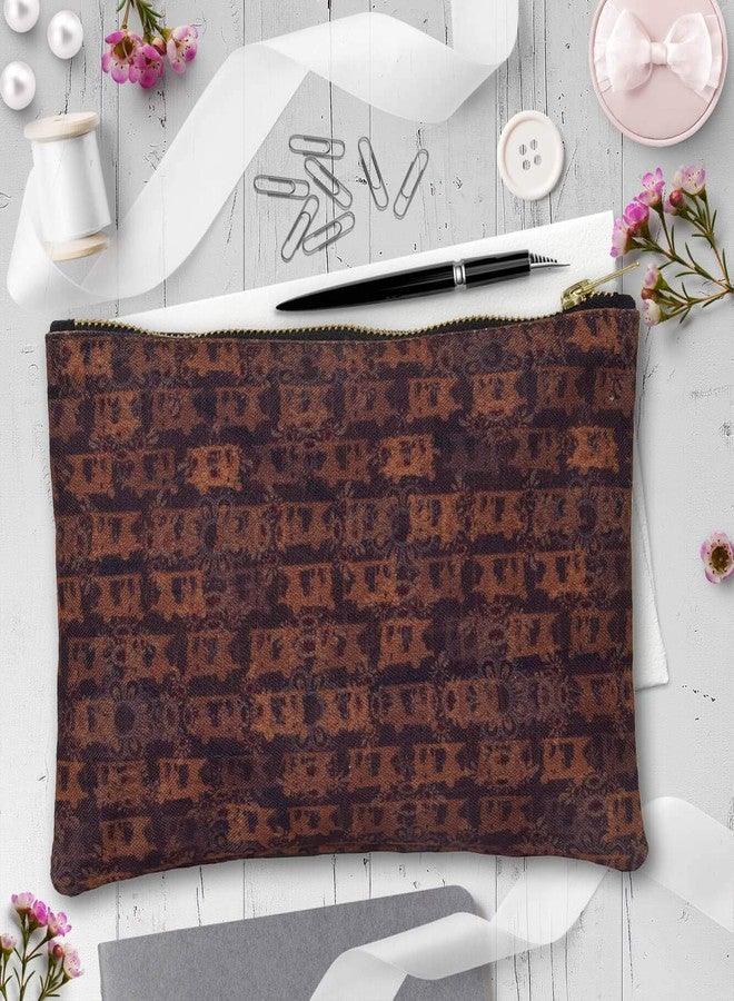 Fatfatiya Brown Auto Flower Handmade Multipurpose Utility Pouch with Zip Clouser for Women & Girls, Ideal for Daily Use & Travel, Easy to Storing Keys, Wallet, Makeup and Accessories (23x16.5x1) - Image 2