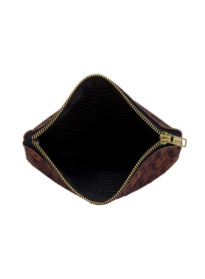 Fatfatiya Brown Auto Flower Handmade Multipurpose Utility Pouch with Zip Clouser for Women & Girls, Ideal for Daily Use & Travel, Easy to Storing Keys, Wallet, Makeup and Accessories (23x16.5x1) - Image 4