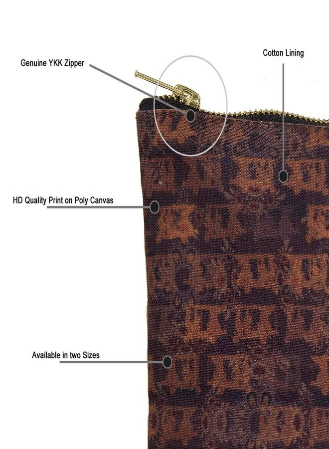 Fatfatiya Brown Auto Flower Handmade Multipurpose Utility Pouch with Zip Clouser for Women & Girls, Ideal for Daily Use & Travel, Easy to Storing Keys, Wallet, Makeup and Accessories (23x16.5x1) - Image 5