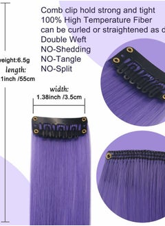 ECOCHARMS 12 PCS Princess Party Highlight Lavender Hair Pieces Colored Hair Extensions Clip in/On for Girls Wig Pieces 20 Inch (Lavender)  - Image 3
