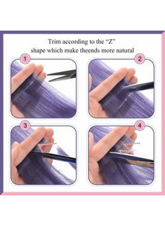 ECOCHARMS 12 PCS Princess Party Highlight Lavender Hair Pieces Colored Hair Extensions Clip in/On for Girls Wig Pieces 20 Inch (Lavender)  - Image 5