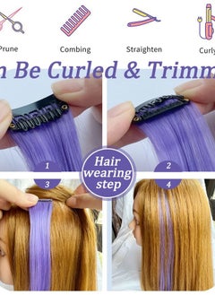 ECOCHARMS 12 PCS Princess Party Highlight Lavender Hair Pieces Colored Hair Extensions Clip in/On for Girls Wig Pieces 20 Inch (Lavender)  - Image 4