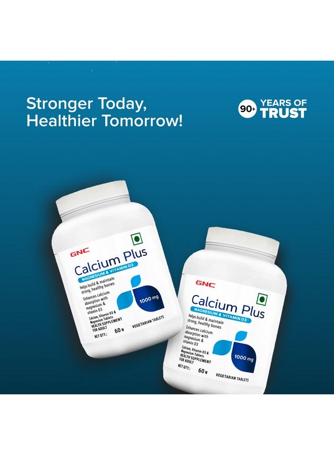 GNC Calcium Plus 1000mg with Magnesium and Vitamin D3 | Supports Strong Bones | Healthy Calcium Levels & Improved Absorption | Promotes Bone Mineral Density | Overall Bone Health| 60 Tablets - Image 2
