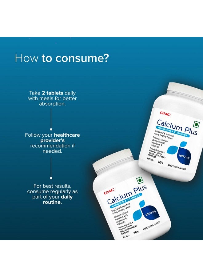 GNC Calcium Plus 1000mg with Magnesium and Vitamin D3 | Supports Strong Bones | Healthy Calcium Levels & Improved Absorption | Promotes Bone Mineral Density | Overall Bone Health| 60 Tablets - Image 5