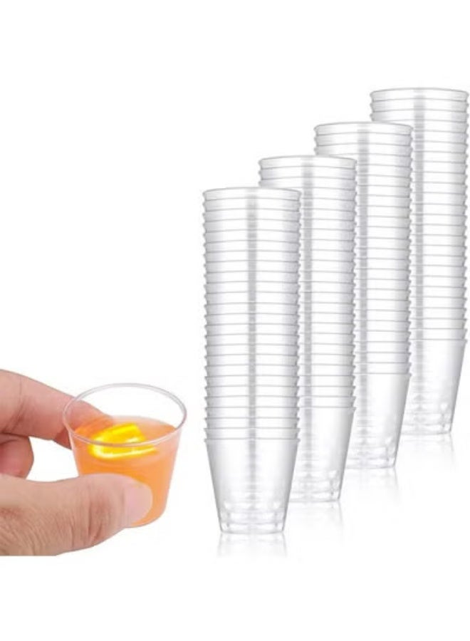 fantasize Clear Plastic Cups, 100 Pack 30ml Plastic Glasses Made of PS Material, Premium Disposable Cups for Tasting Food Samples, for Condiments, Tasting, Sauce - Image 1