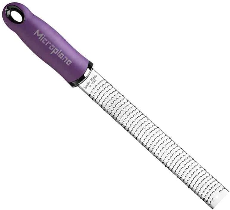 Zester Grater in Violet for Citrus Fruits, Hard Cheese, Ginger, Chocolate and Nutmeg with Fine Stainless Steel Blade - Made in USA